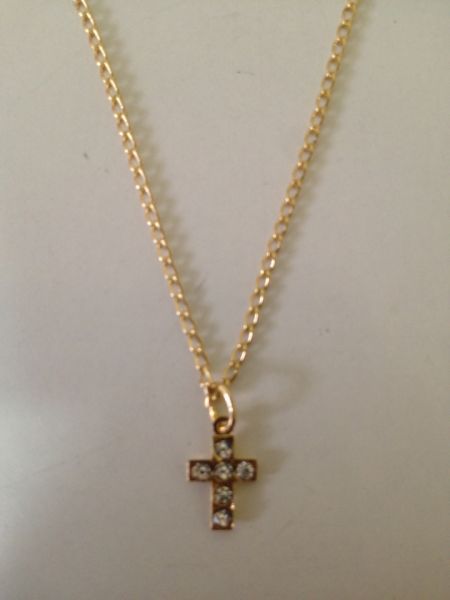 Colar dourado| Crucifixo com strass